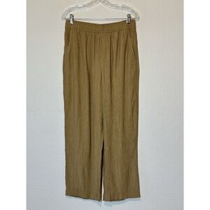 Madewell Crinkle Crepe Straight Crop Brown Pull-On Pants Pockets Sz M Comfort